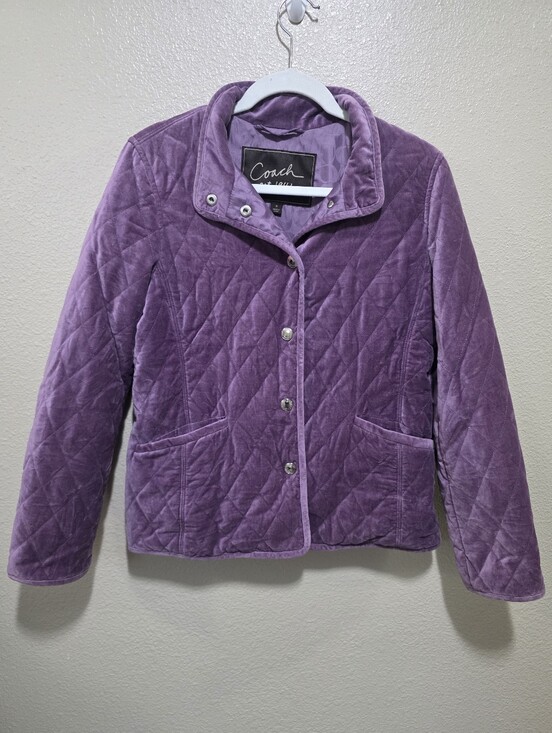 Coach Jackets & Blazers - Coach Women's Quilted Velvet Jacket in Lavender Size Med